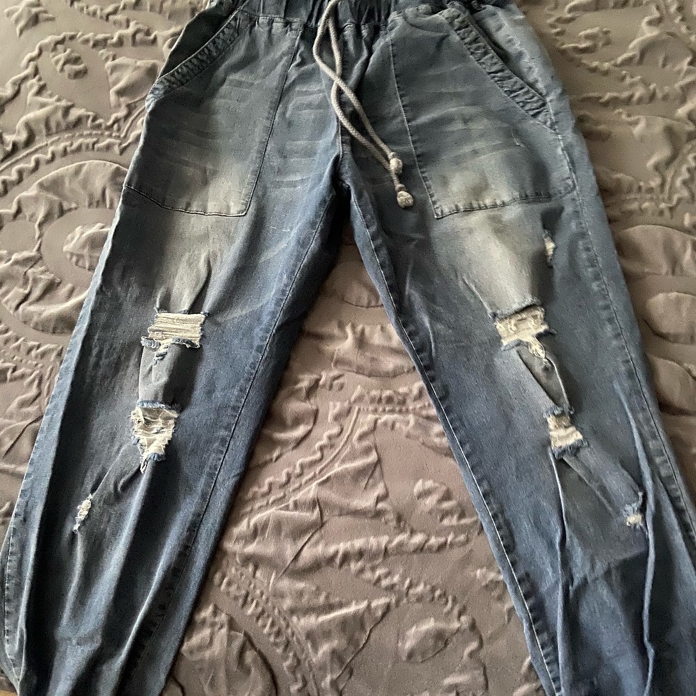 Vici Dolls Pocketed Denim Joggers